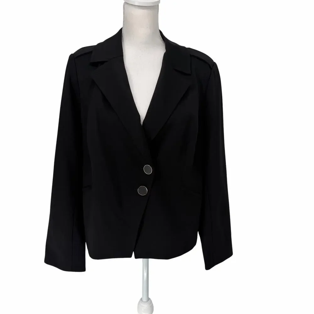 NEW Chico’s Seasonless Ponte Blazer Jacket Black Sz 2 (12/14)